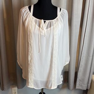 AB Studio Women’s 2 pc Tank & Blouse White sz L NWT